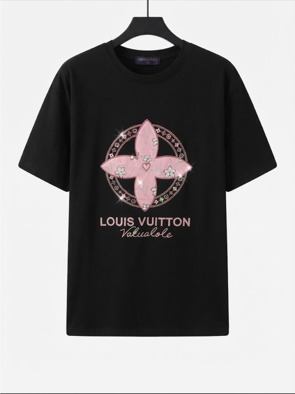 New Woman’s Cotton Black T-Shirt with Pink Logo